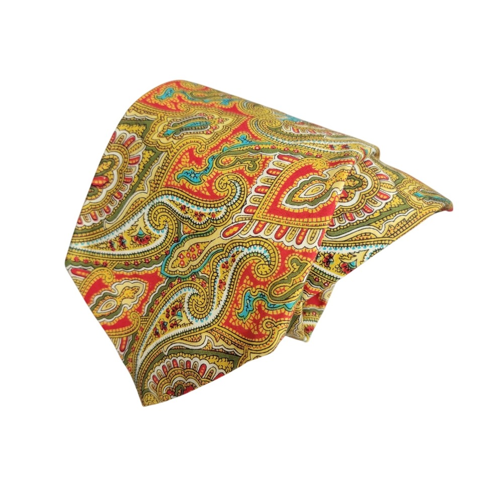 Liberty of London Vintage Paisley 100% Cotton Tie Red Yellow